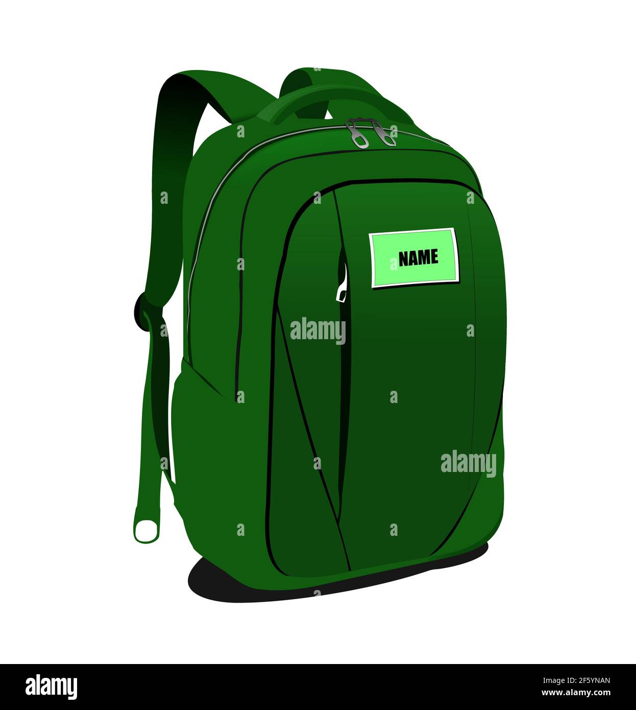 School green backpack. 3d color vector illustration Stock Vector Image ...