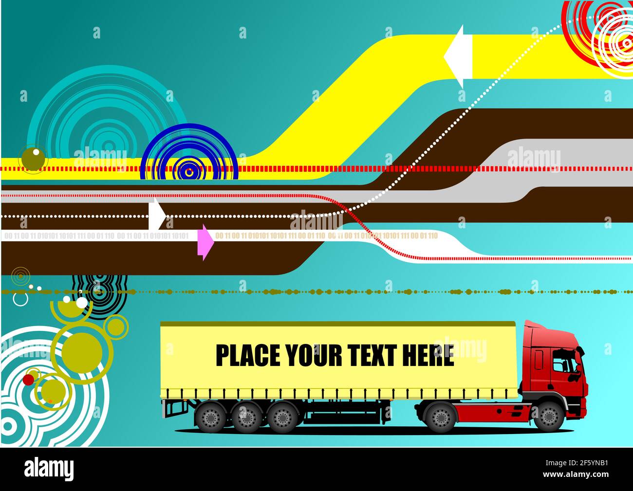 Abstract hi-tech background with truck image. Vector 3d illustration Stock Vector
