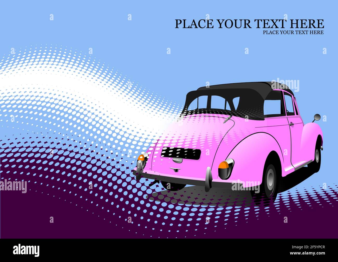 Old pink car. Vector Colored 3d illustration Stock Vector