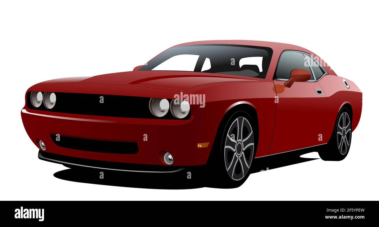 Red car sedan on the road. Vector 3d illustration Stock Vector Image ...