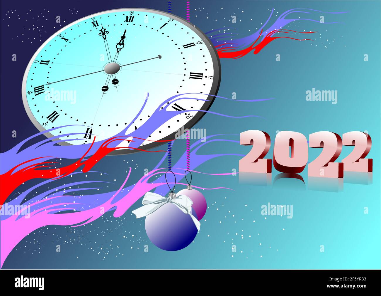 Christmas - New Year background with 2022 3d image. Vector Stock Vector