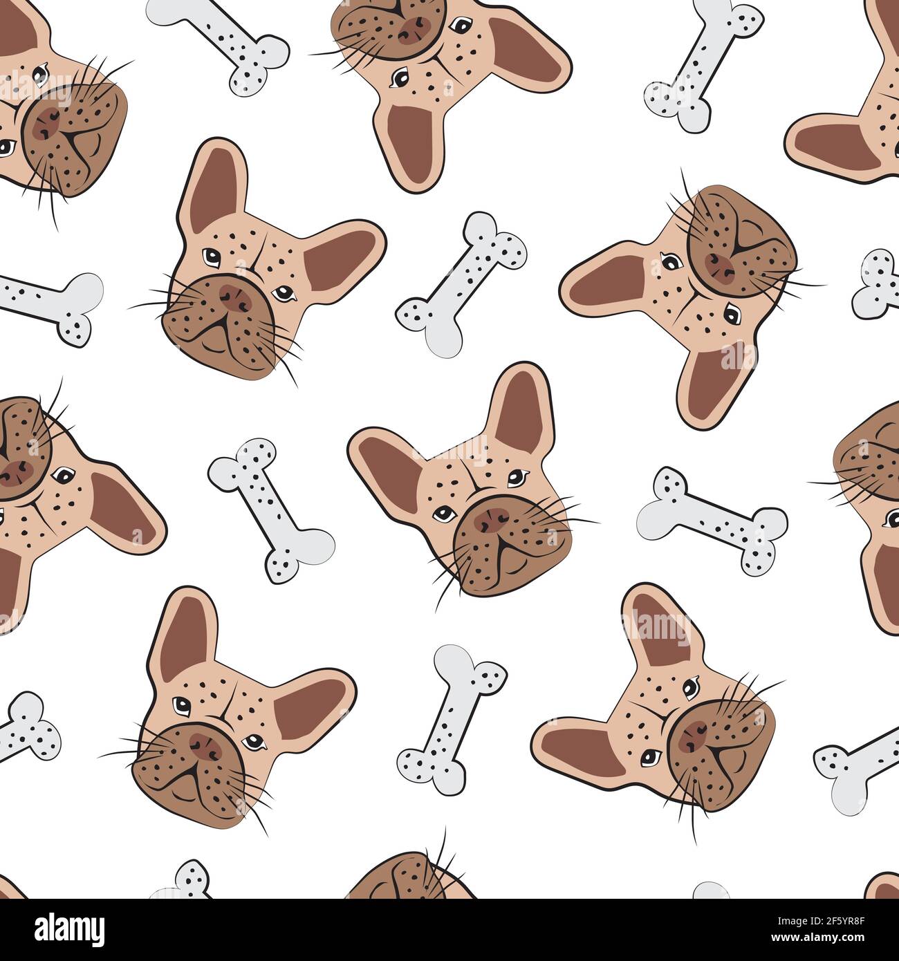 Childish seamless pattern with cute french bulldog. Creative texture for fabric, textile Stock Vector
