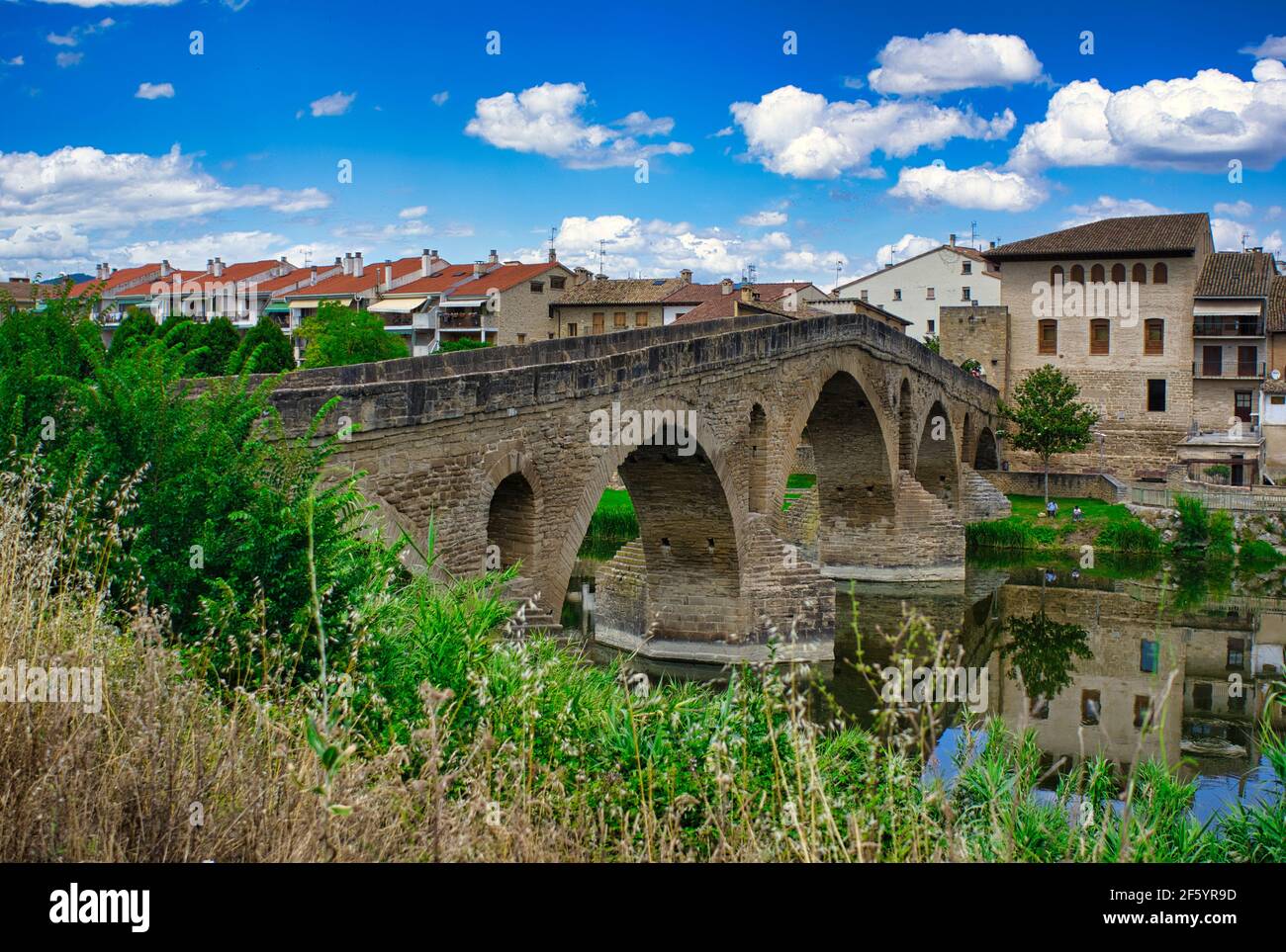 The Camino de Santiago as it passes through Puente la Reina, Navarra, Spain Stock Photo