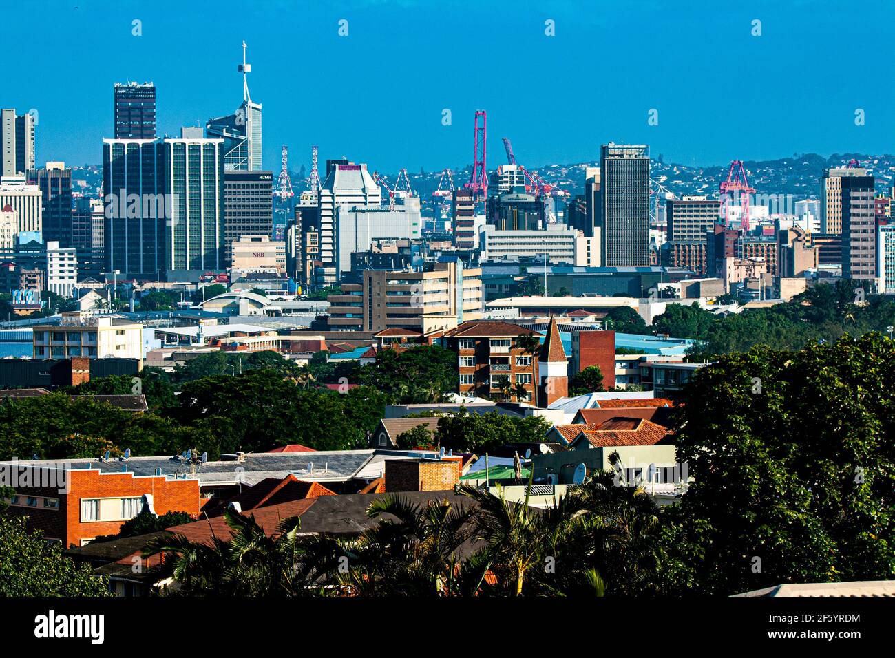 Durban central city buildings looking down from berea Stock Photo