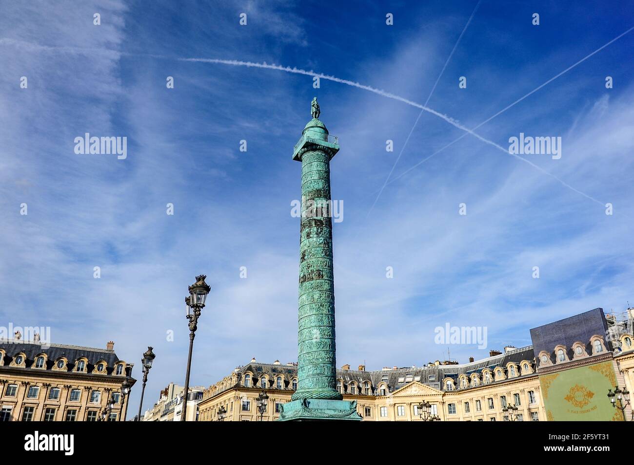 Paris, France - July 19, 2019: Vendome column by Napoleon at the Place Vendome in Paris, France Stock Photo