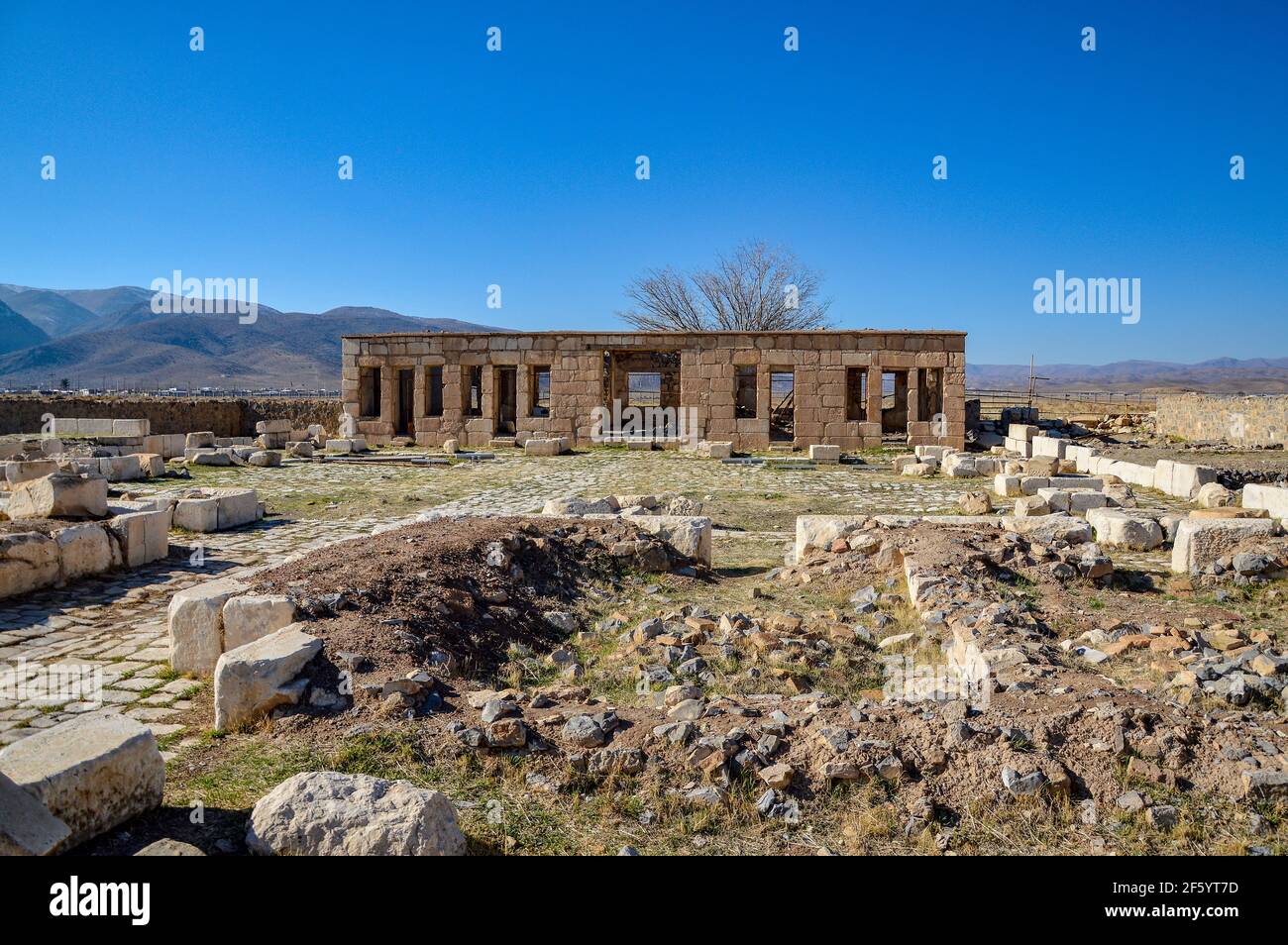 Pasargadae, Iran. Ruins of the medieval Mozaffari caravanserai in Iran Stock Photo