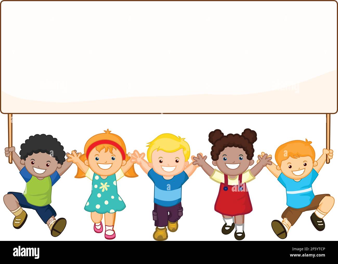 Happy kids holding banner illustration vector isolated on white background  Stock Vector Image & Art - Alamy