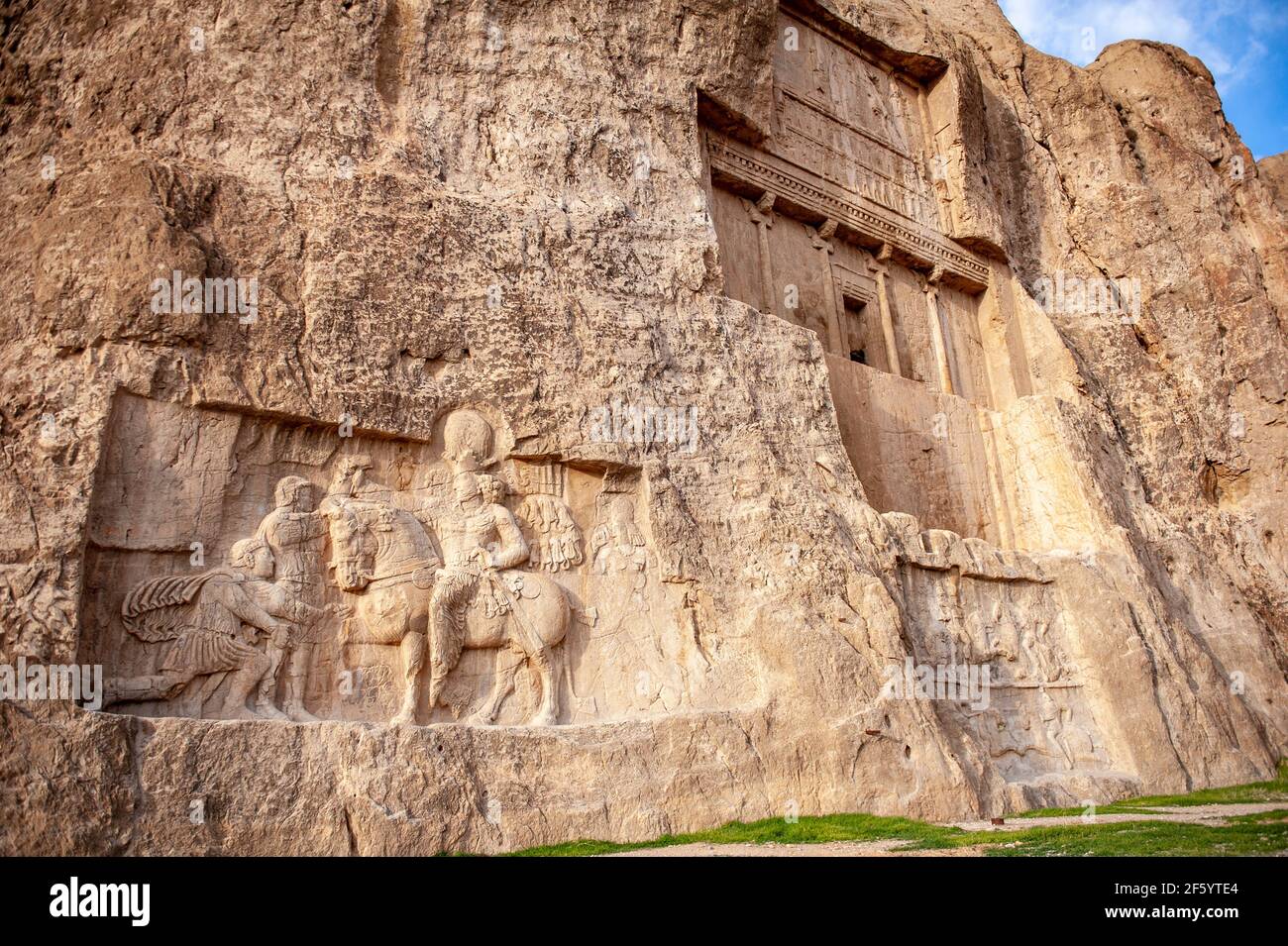 Tomb of the King of Kigns Darius the Great, ruler of the Achaemenid empire, located in Naqsh-e Rostam necropolis in Iran Stock Photo