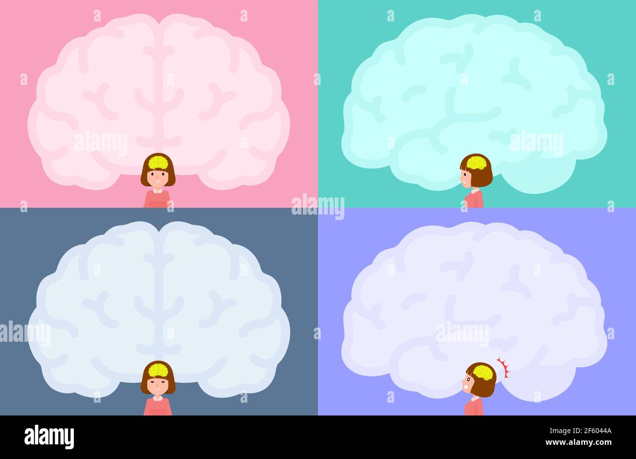 A set of women and brain shaped frame.It's vector art so easy to edit. Stock Vector