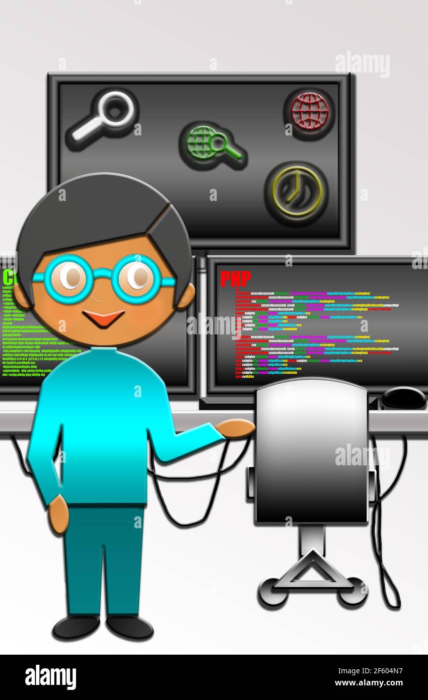 Programmer cartoon illustration hi-res stock photography and images - Alamy