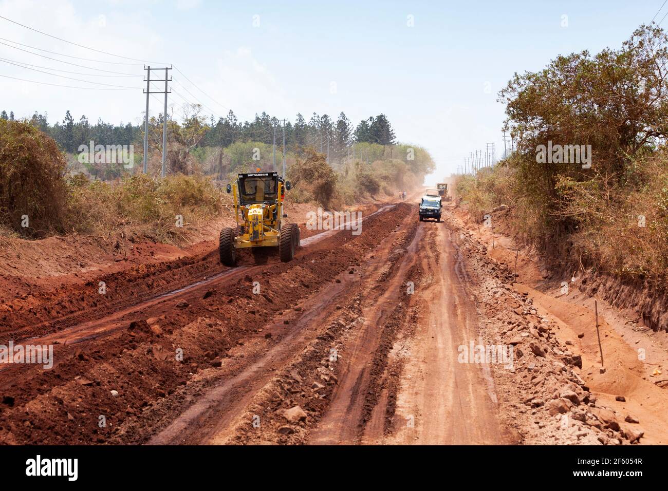 NEAR MALINDI, KENYA, AFRICA - Road construction in Africa Stock Photo