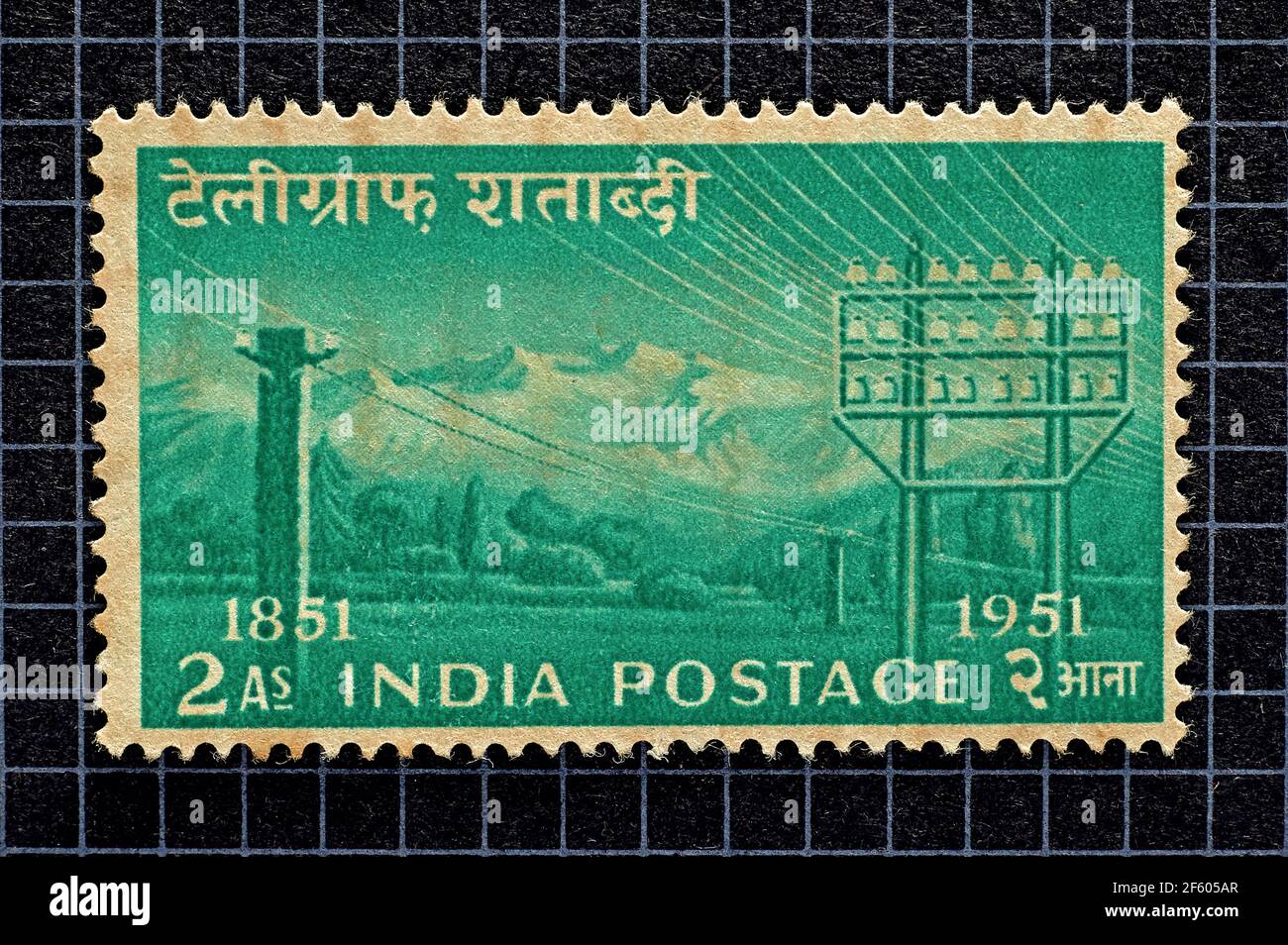 04 Nov 2007 Vintage postage stamp of telegraph centenary, 1851 to 1951 ...