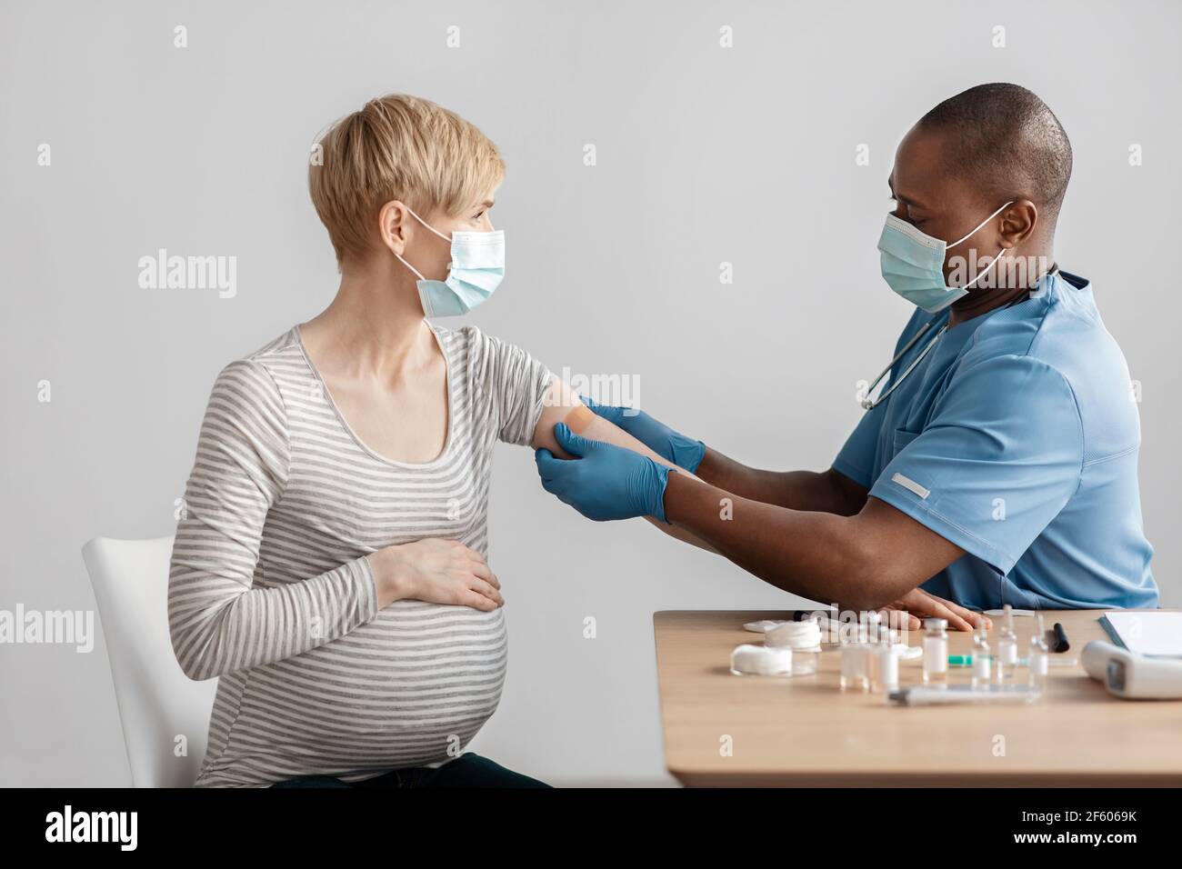 Population group at high risk Covid-19 or flu preventive measures Stock Photo