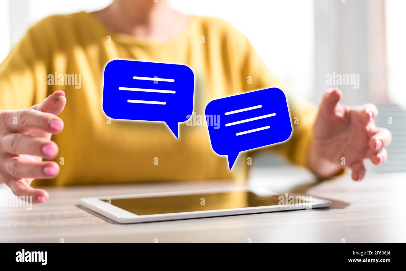 Dialog Tablet Digital tablet dialogue concept hi-res stock photography and images - Alamy