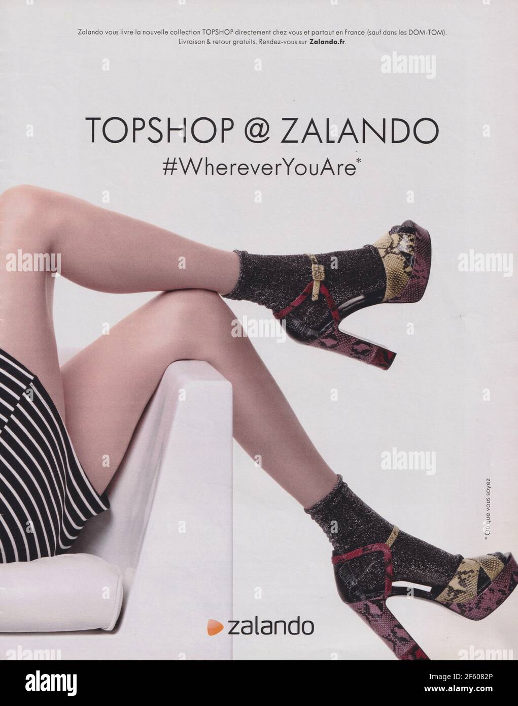 poster advertising Topshop Zalando fashion house with Cara Delevingne in  paper magazine from 2015 year, advertisement, creative Top Shop 2010s  advert Stock Photo - Alamy