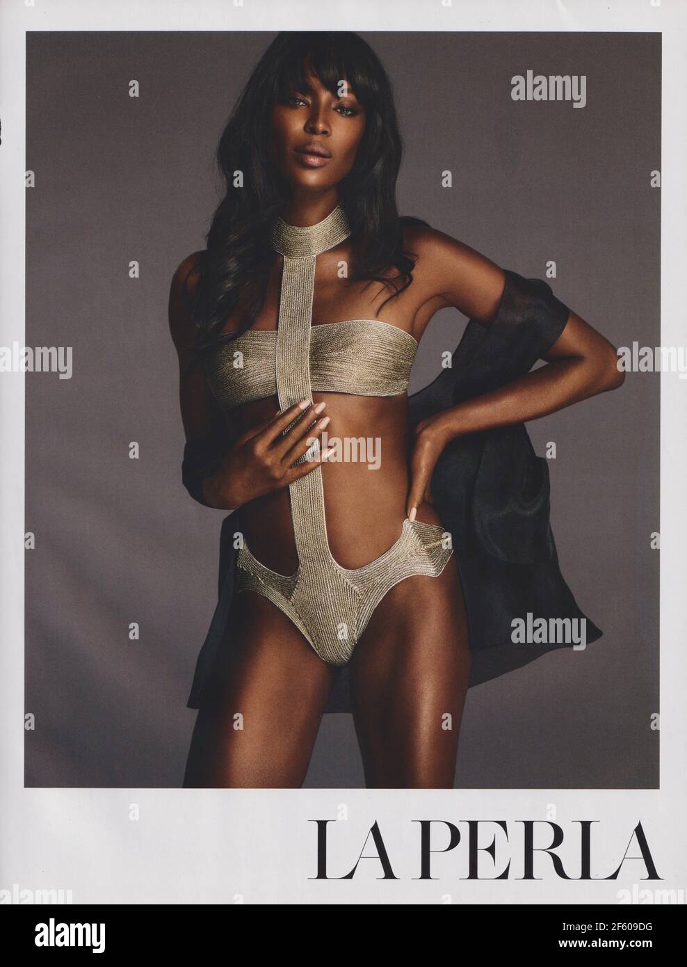 poster advertising La Perla fashion house in paper magazine from 2015 year, advertisement, creative LaPerla advert from 2010s Stock Photo