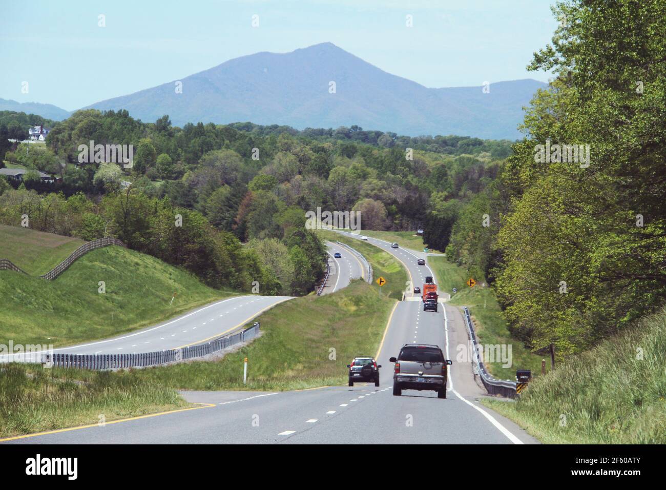 Scenic drive on Highway 460 towards Bedford, Virginia, USA Stock Photo