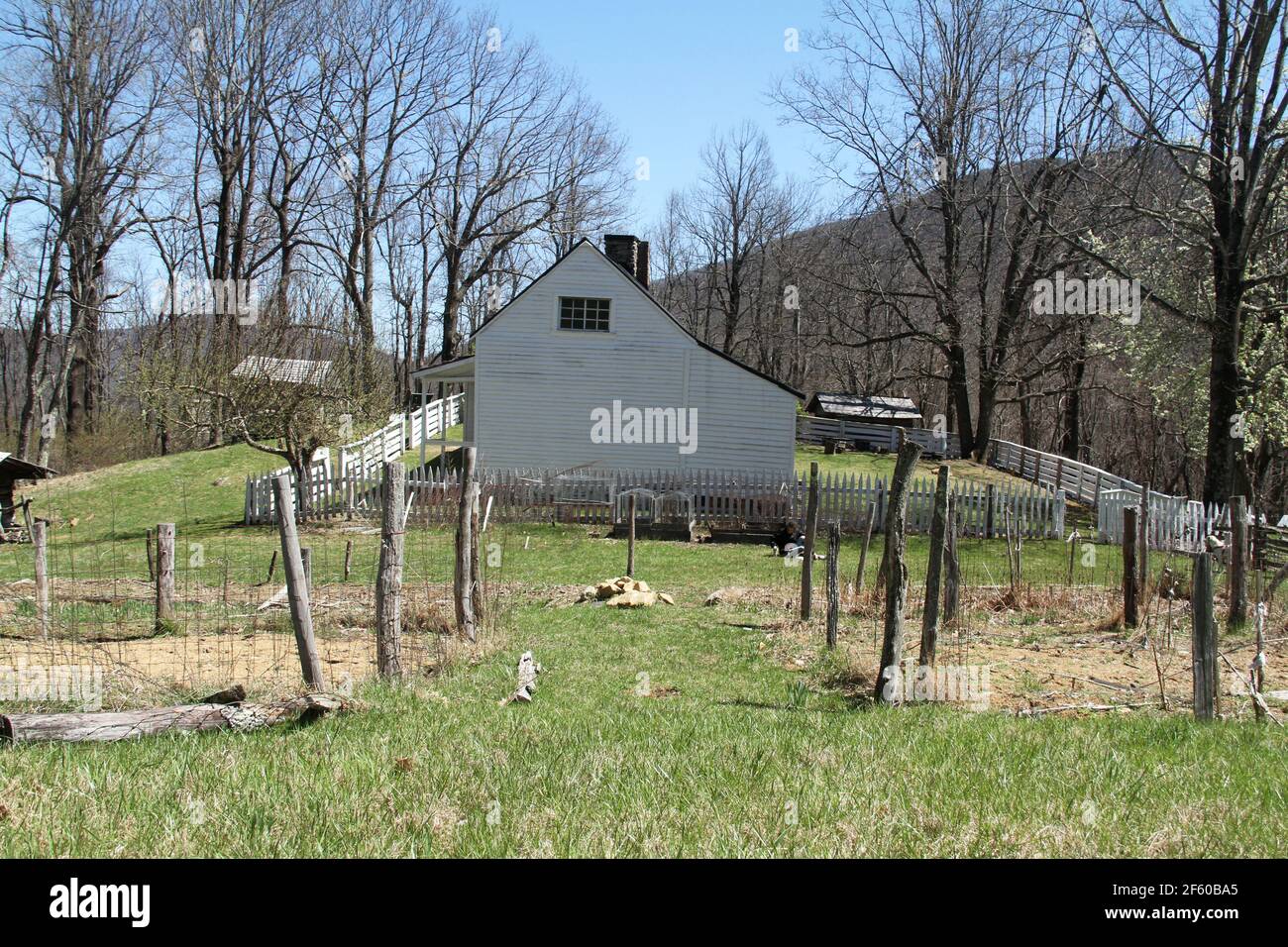 The historical Johnson Farm in Virginia's Blue Ridge Parkway, USA. Stock Photo