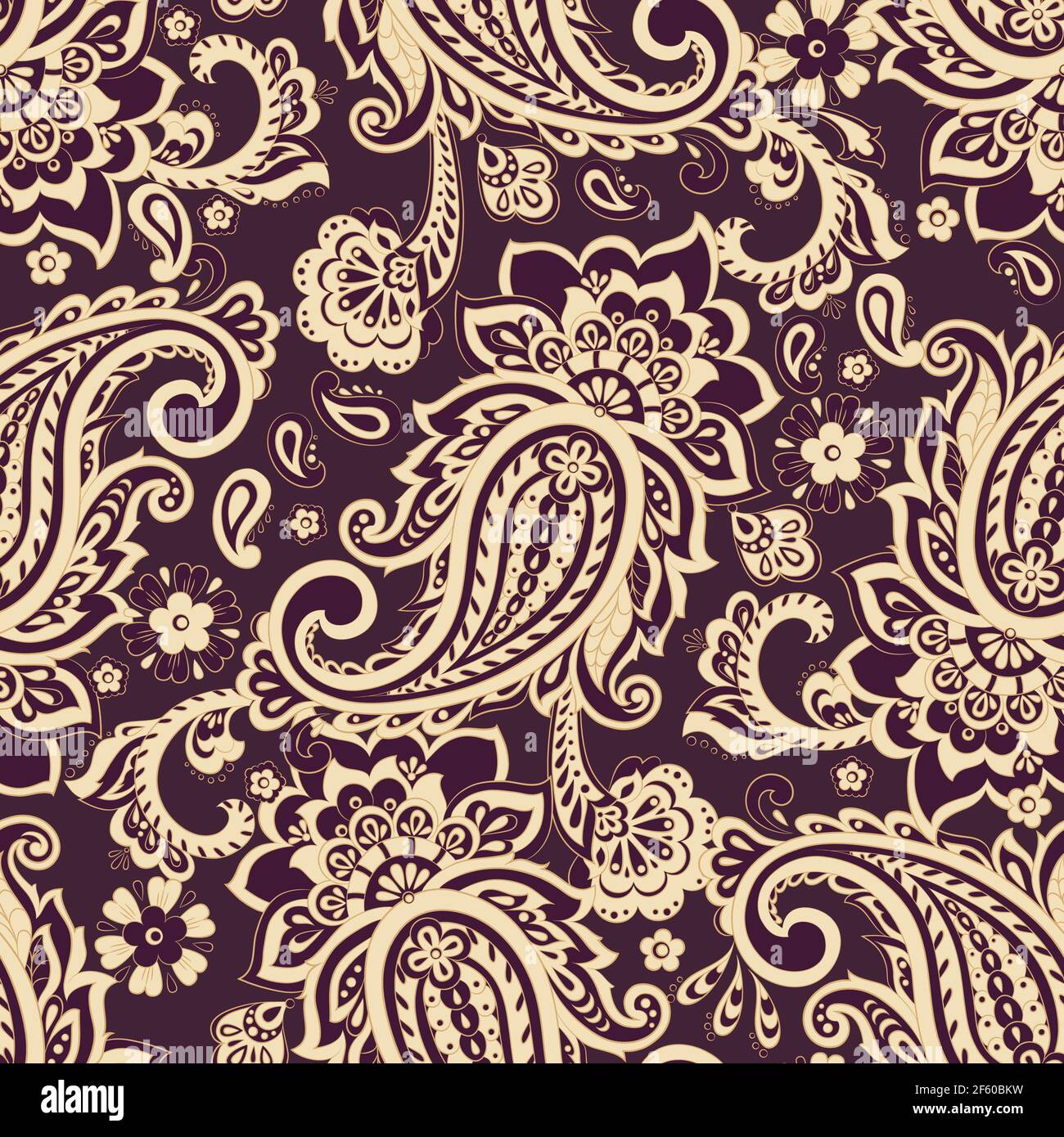 Floral seamless pattern with paisley ornament. Vector illustration in ...