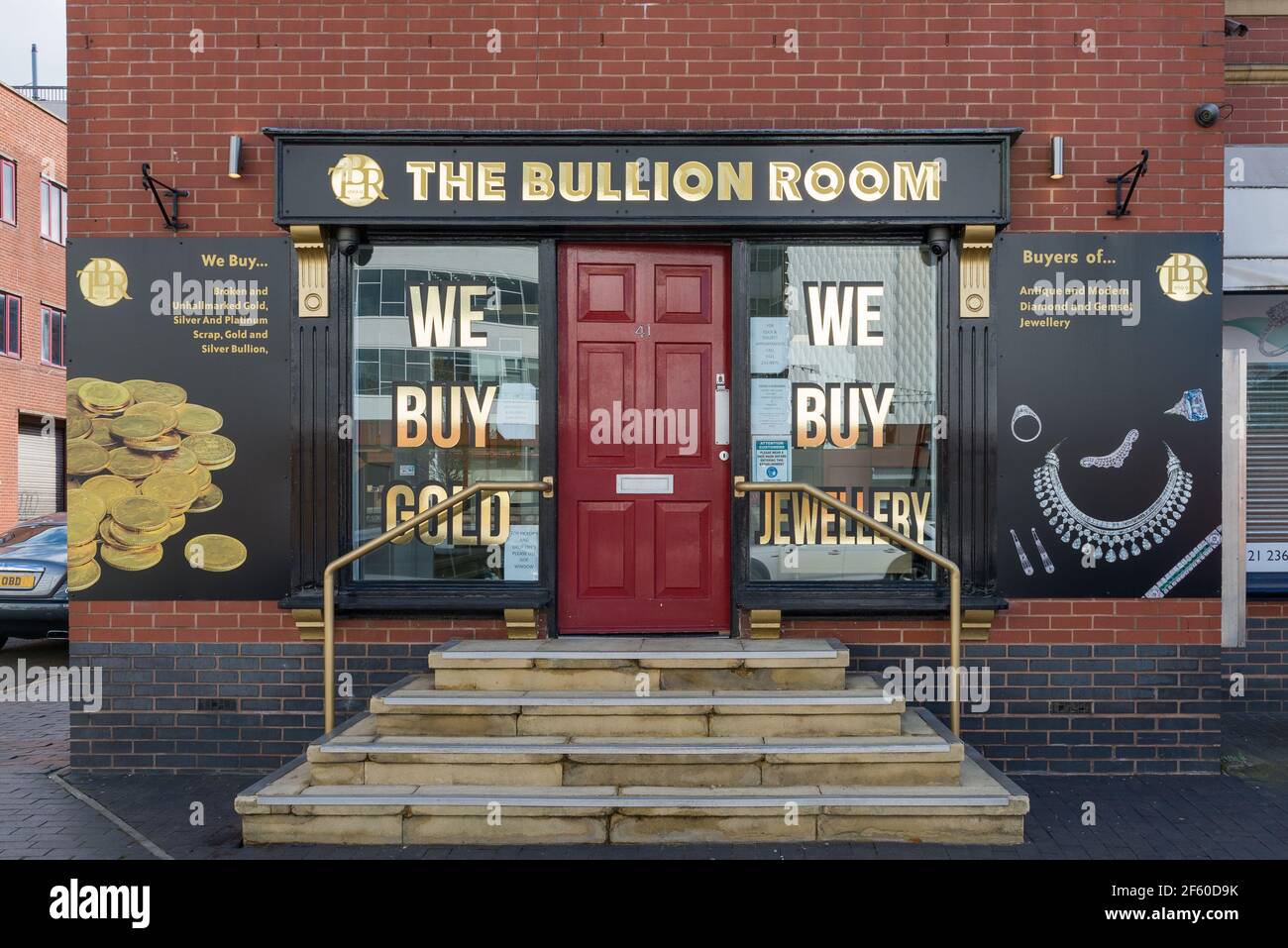 The Bullion Room Gold,diamond and jewellery dealer in Warstone Lane in Birmingham's Jewellery Quarter Stock Photo