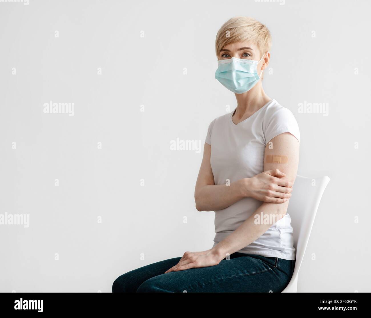 Inoculation, covid-19 vaccination campaign, antivirus shot or treatment of disease Stock Photo