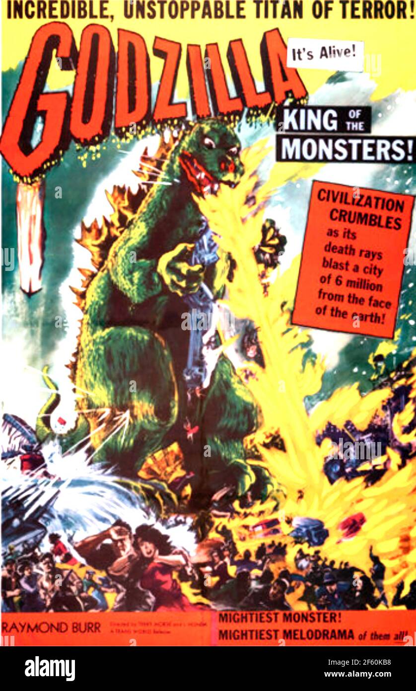 GODZILLA, KING OF THE MONSTERS ! 1956 TransWorld Releasing/Embassy Pictures film Stock Photo