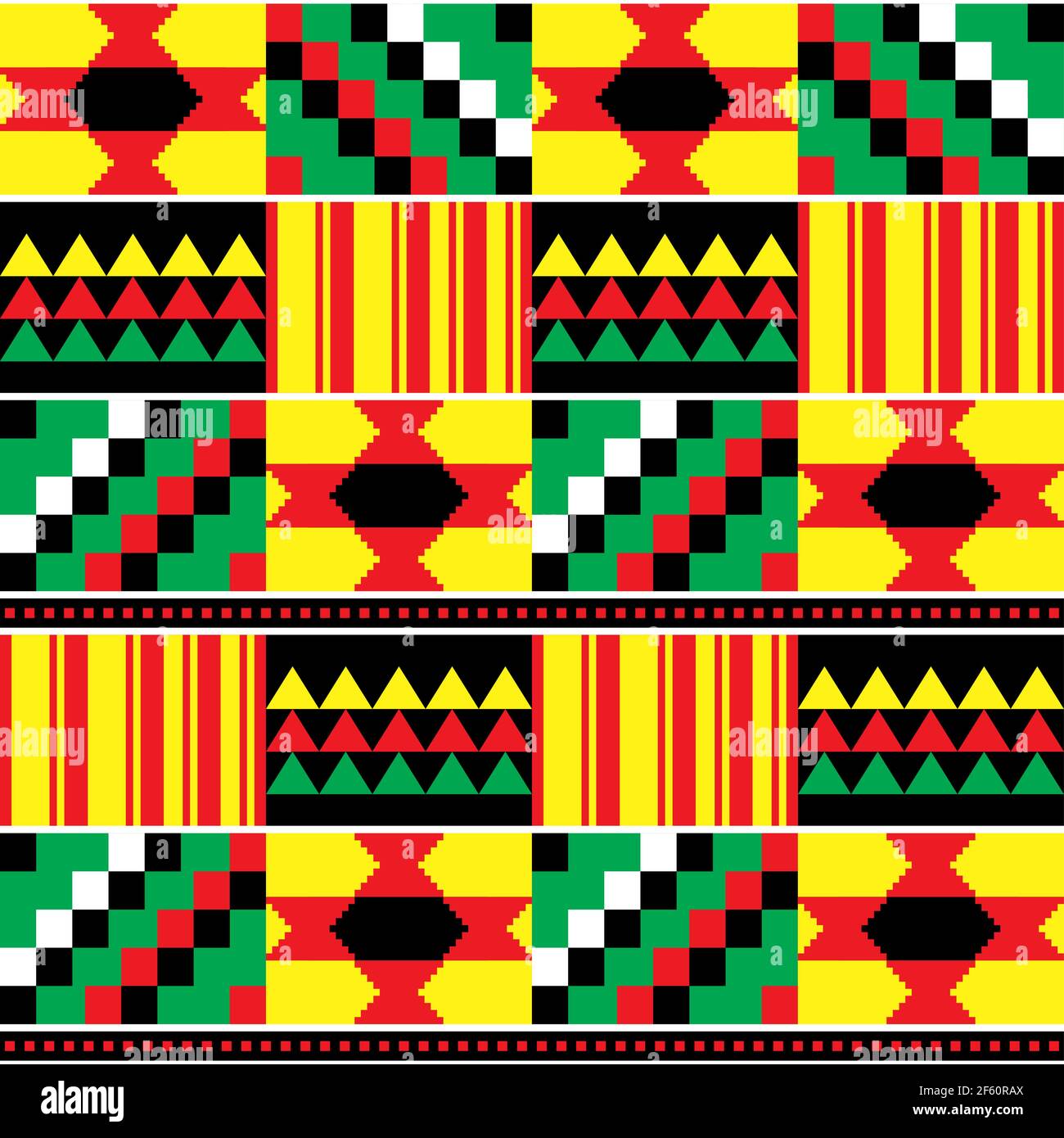 African Geometric Kente Cloth Style Vector Seamless Textile