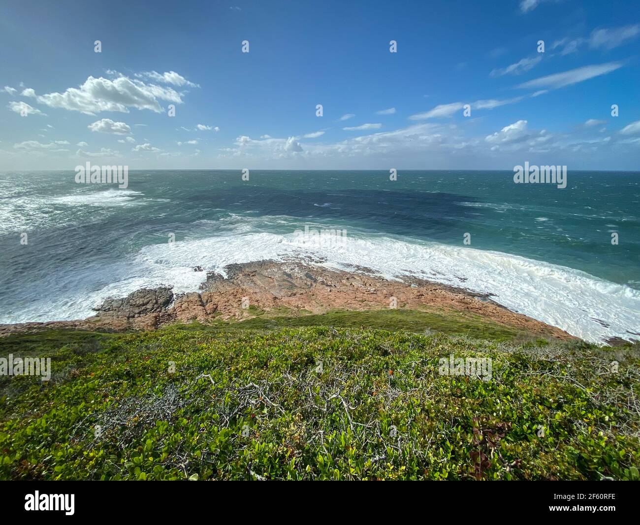 Scenic view of “The Point” along Robberg Nature Reserve hiking trail, Plettenberg Bay, South Africa Stock Photo