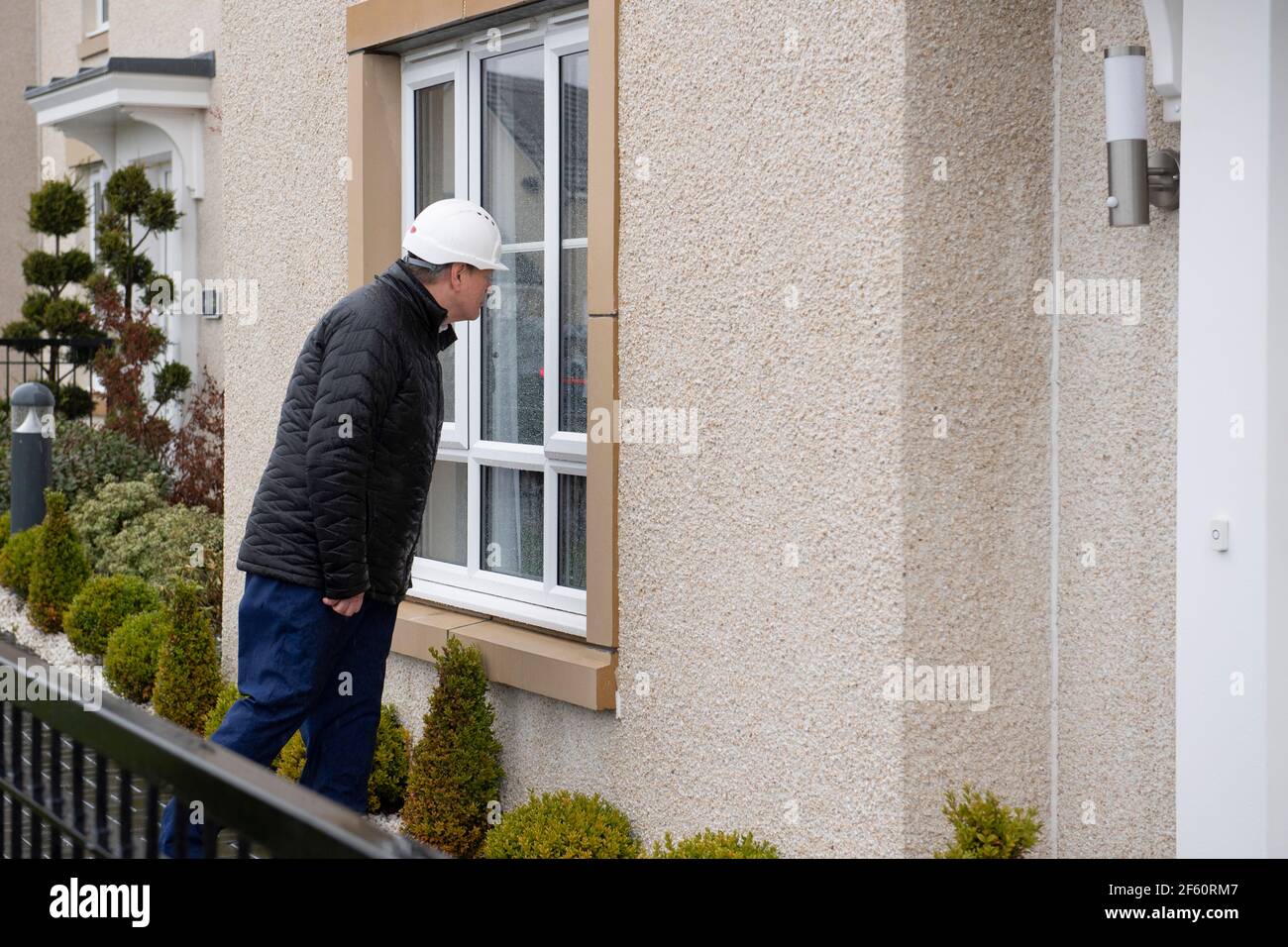 Coatbridge, Scotland, UK. 29th Mar, 2021. PICTURED: Stephen Kerr, Scottish Conservative lead candidate for Central region. The Scottish Conservatives have announced a manifesto pledge for the biggest social housebuilding drive since devolution began. The ambitious targets would see 40,000 homes for social rent built over the next Parliament, around 8,000 per year. The party would also aim to restore the housebuilding sector to pre-SNP and pre-financial crash levels by seeking to build 25,000 homes in total per year by the end of the next parliamentary term. Credit: Colin Fisher/Alamy Live News Stock Photo