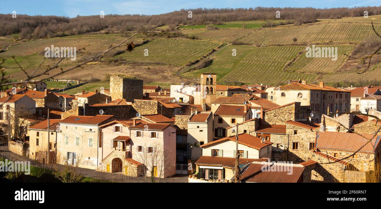Winegrowing village of Boudes, Puy de Dome, Auvergne-Rhone-Alpes, France Stock Photo