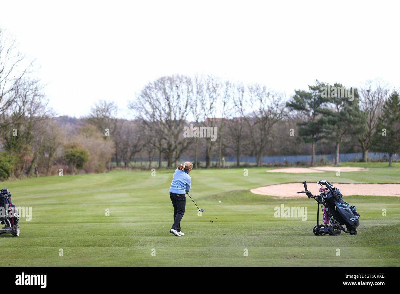 Jill Gothard plays off the fairway at Lees Hall Golf Club, Sheffield ...