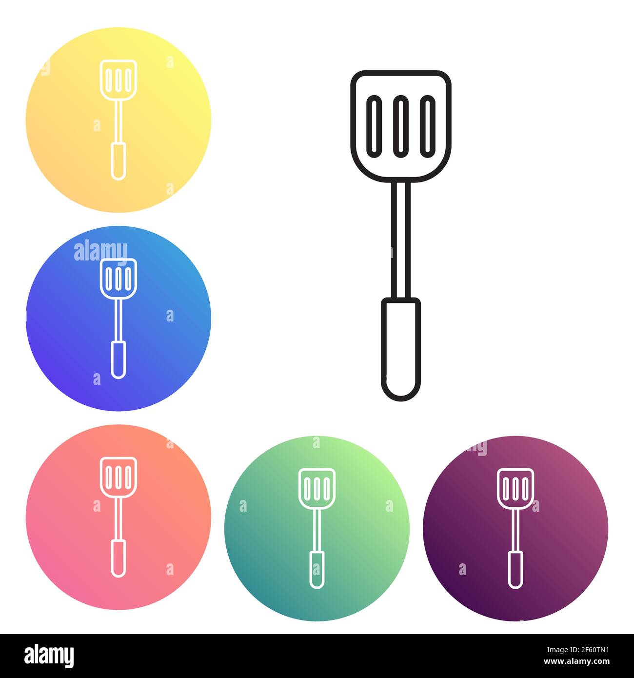 Black line Spatula icon isolated on white background. Kitchen spatula ...