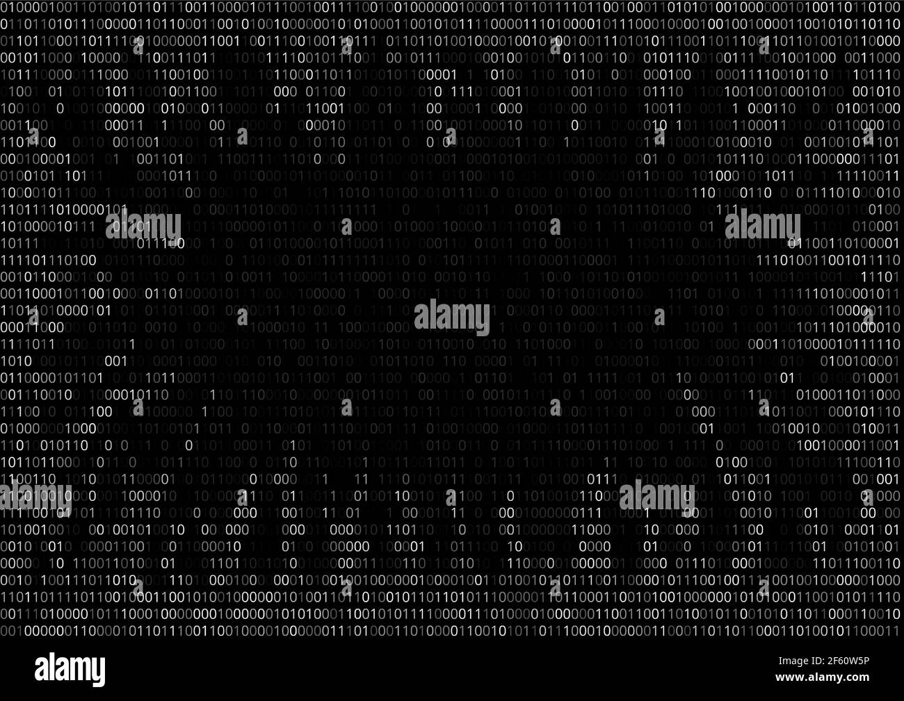 8-bit old computer game dark cave screen from binary code cypher, black, vector background Stock Vector