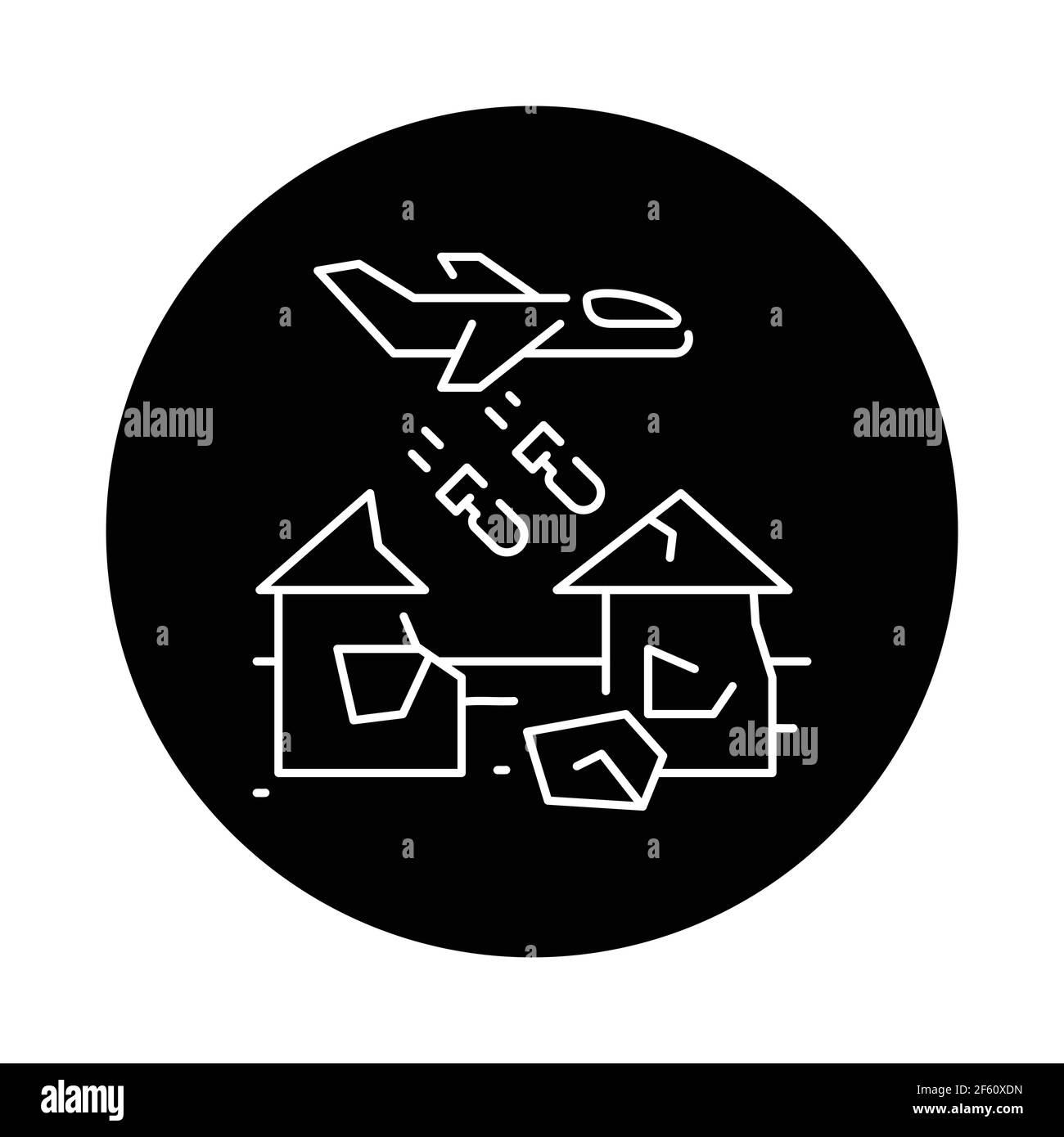 House bombing color line icon. Sign for web page, mobile app, button, logo. Editable stroke. Stock Vector