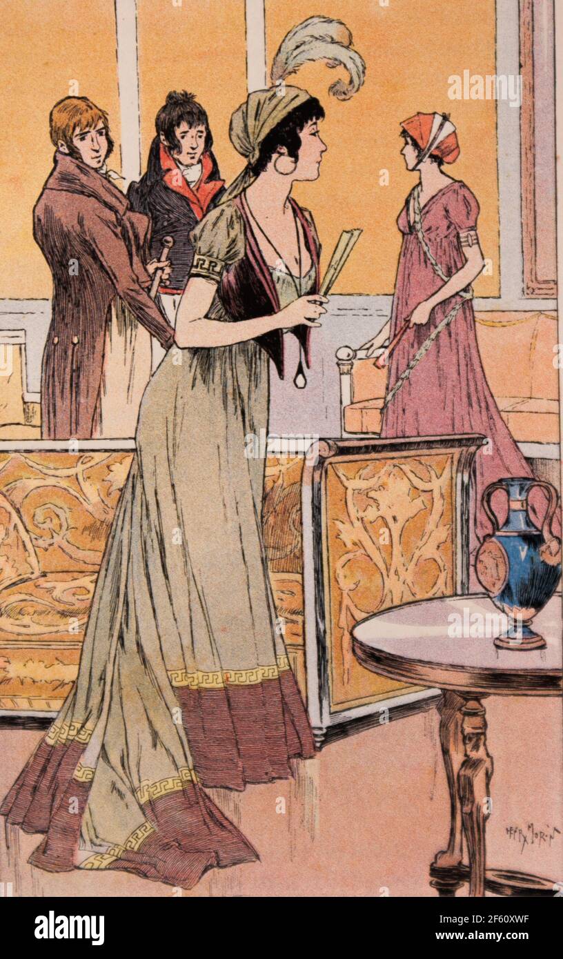 mode sous la terreur,costume neo-grec ,l'evangile profanepar la comtesse de tramar,editeur victor havard 1905 Stock Photo