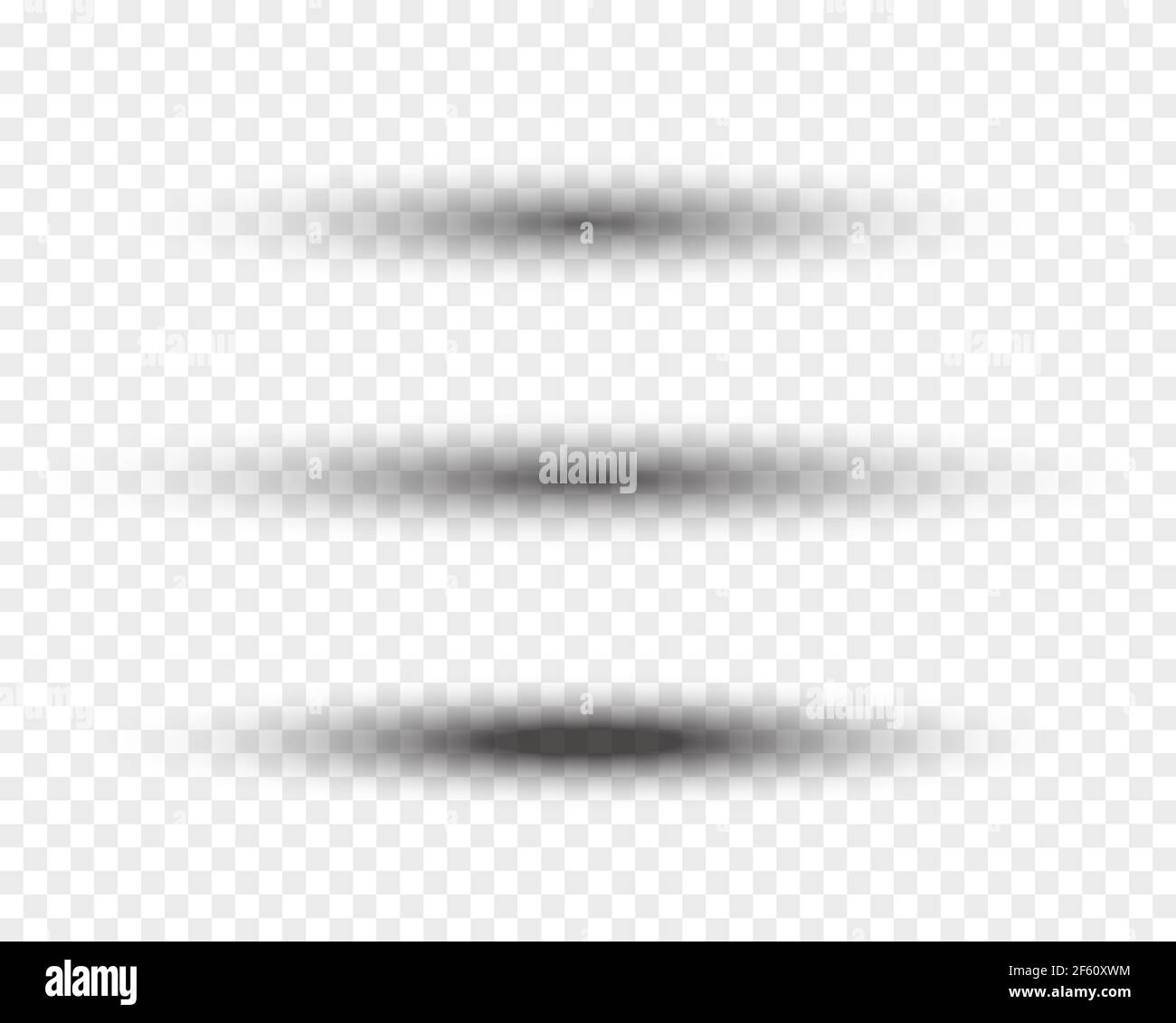 Transparent oval soft shadow set on checkered background Stock Vector
