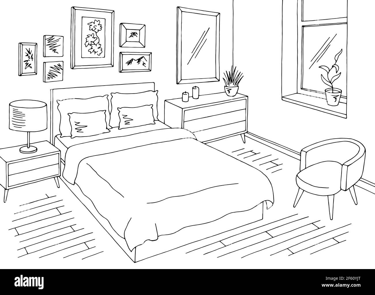 bedroom clip art black and white