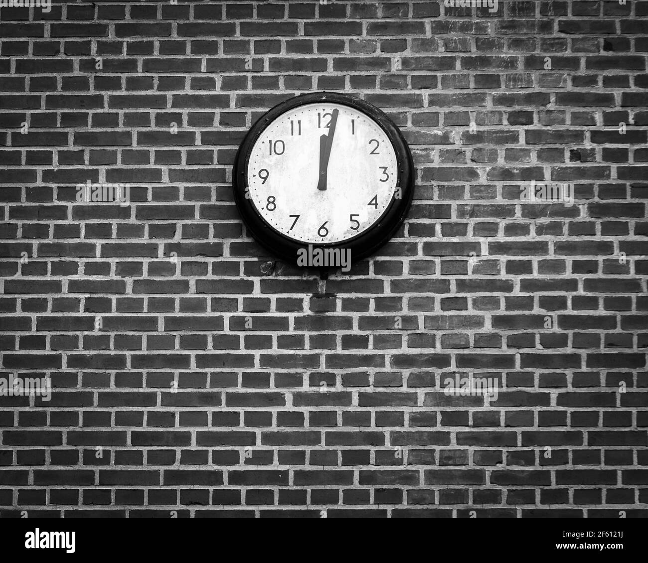 Old clock on brick wall Stock Photo Alamy