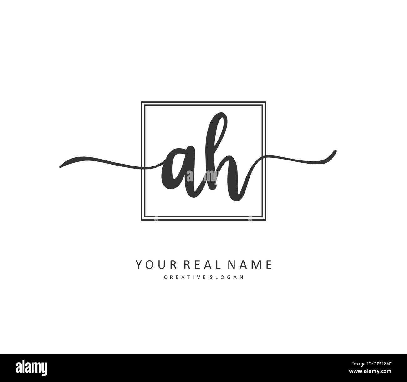 A H AH Initial letter handwriting and signature logo. A concept handwriting initial logo with template element. Stock Vector