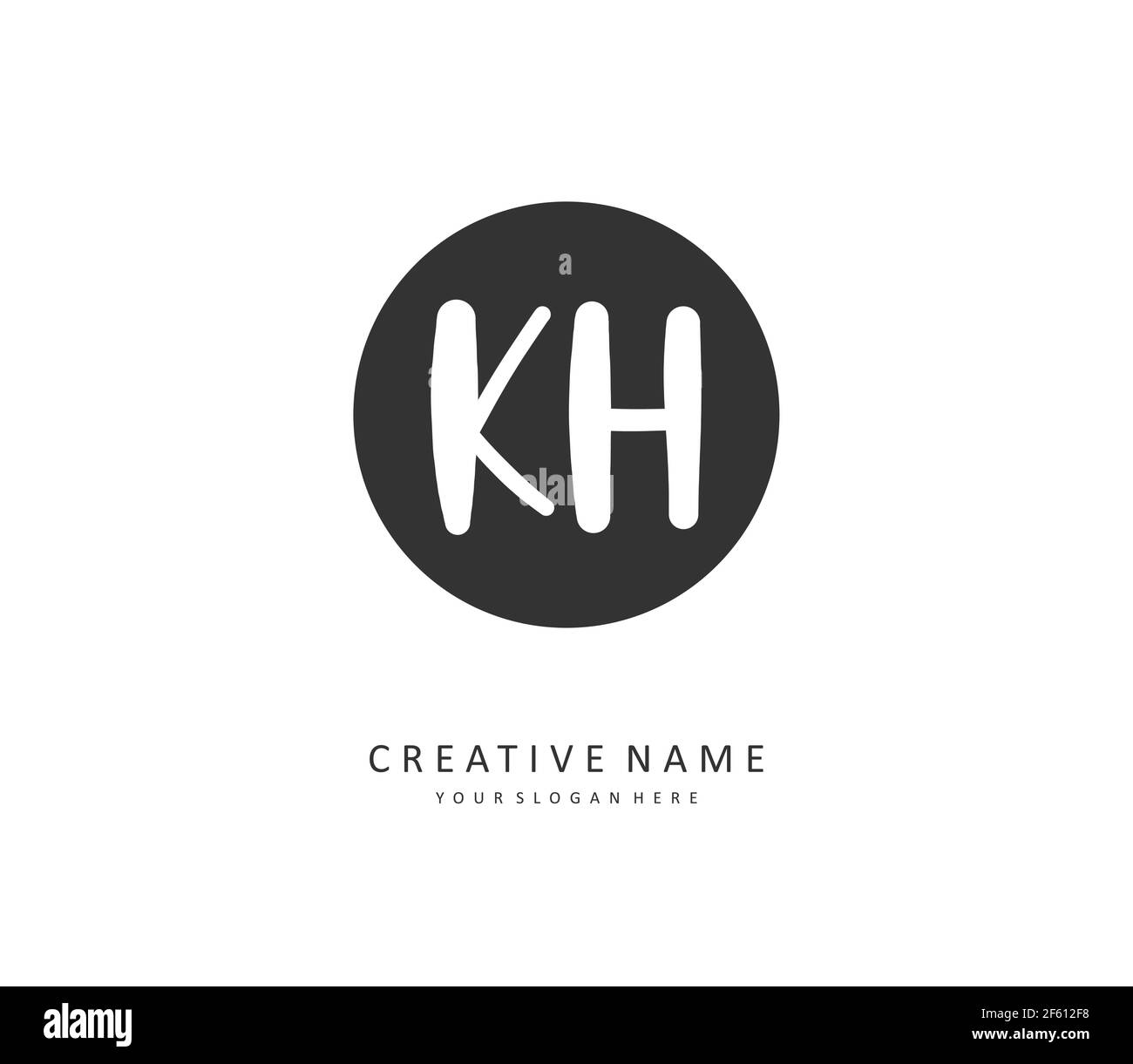 K H KH Initial letter handwriting and signature logo. A concept