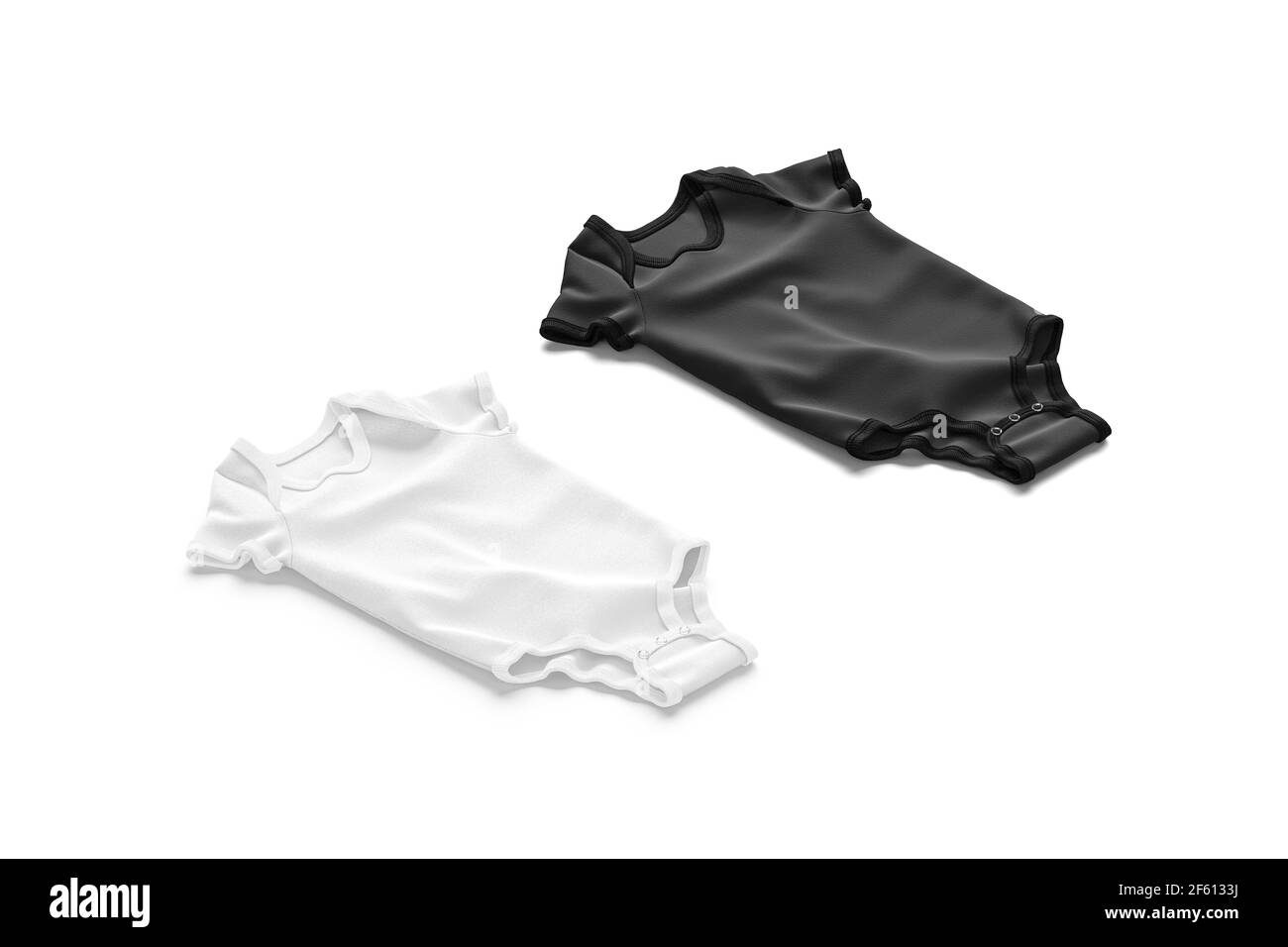 Blank black and white half sleeve baby bodysuit mockup lying Stock Photo