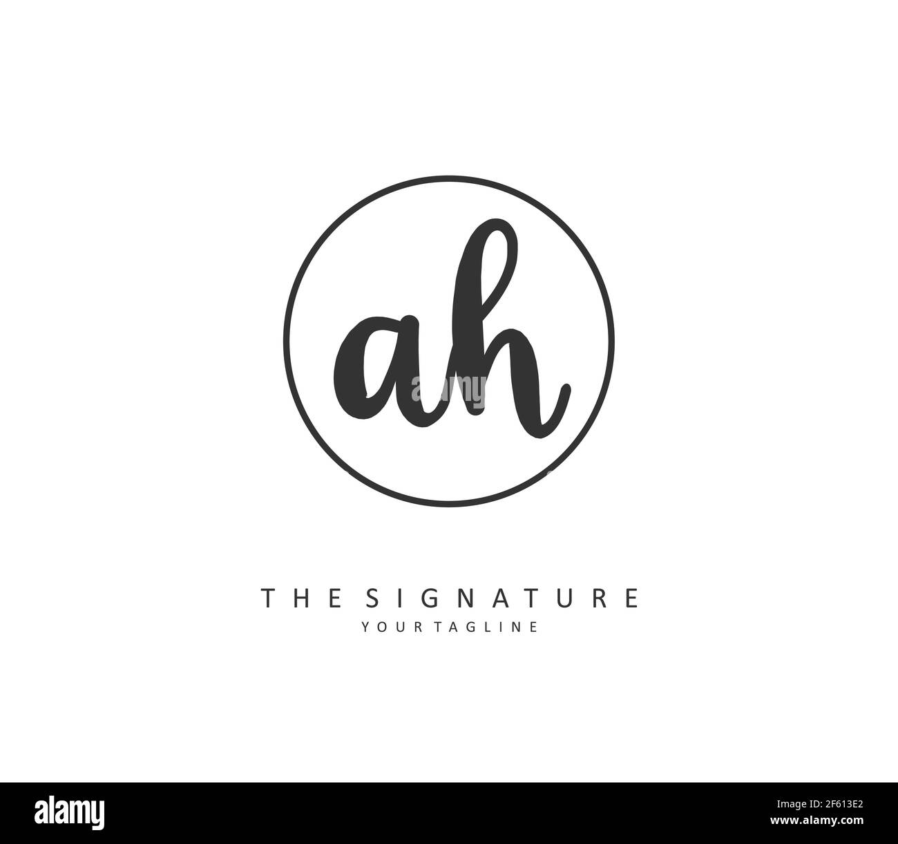 A H AH Initial letter handwriting and signature logo. A concept handwriting initial logo with template element. Stock Vector