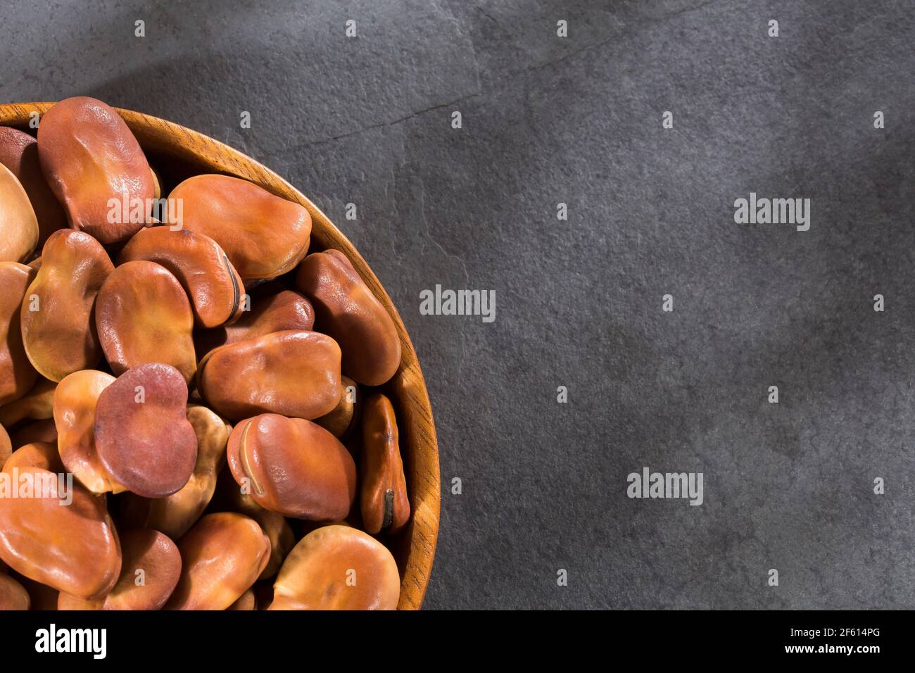 Vicia faba L - Fava brown dried beans Stock Photo