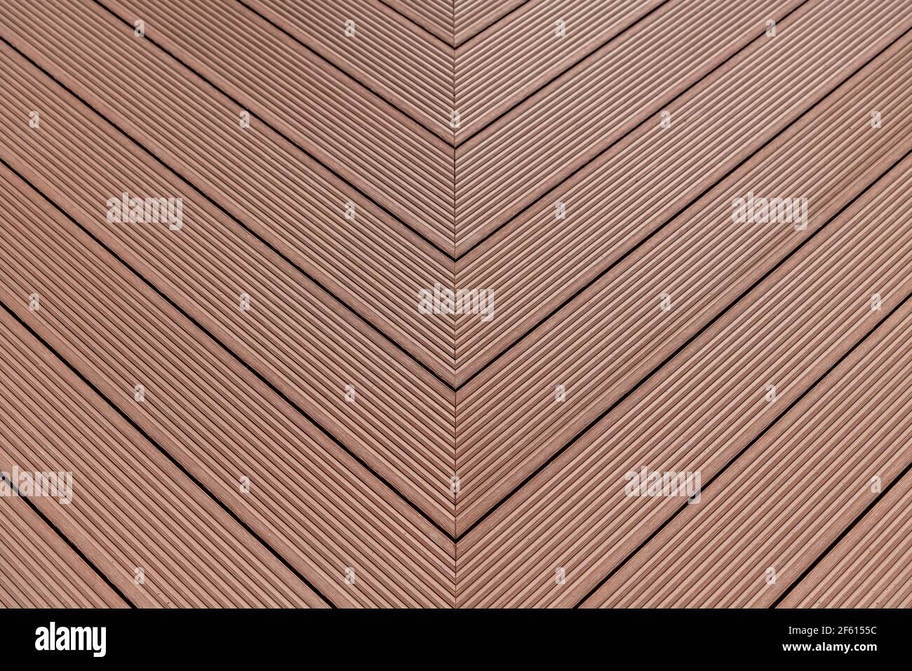 Brown wpc material composite deck for the construction of terraces Stock Photo