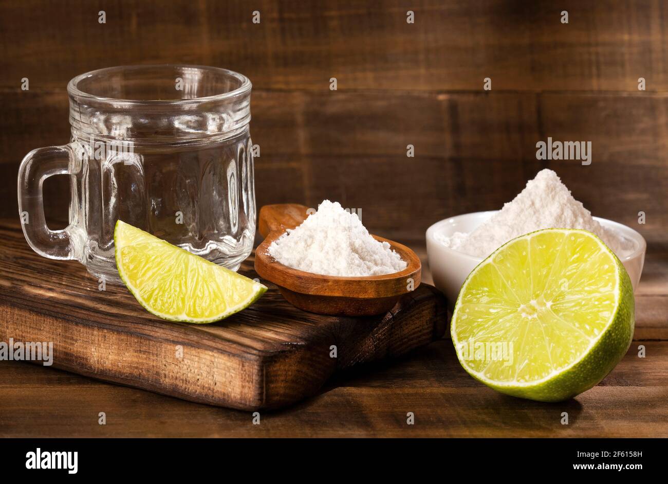 Lime juice, water and baking soda Stock Photo