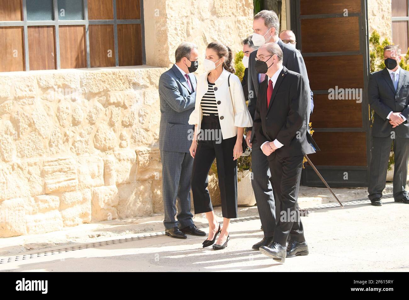 Fuendetodos, Aragon, Spain. 29th Mar, 2021. King Felipe VI of Spain, Queen Letizia of Spain visit Fuendetodos in the framework of the commemoration of the 275th anniversary of the birth of Francisco de Goya at Goya's birthplace on March 29, 2021 in Fuendetodos, Spain Credit: Jack Abuin/ZUMA Wire/Alamy Live News Stock Photo