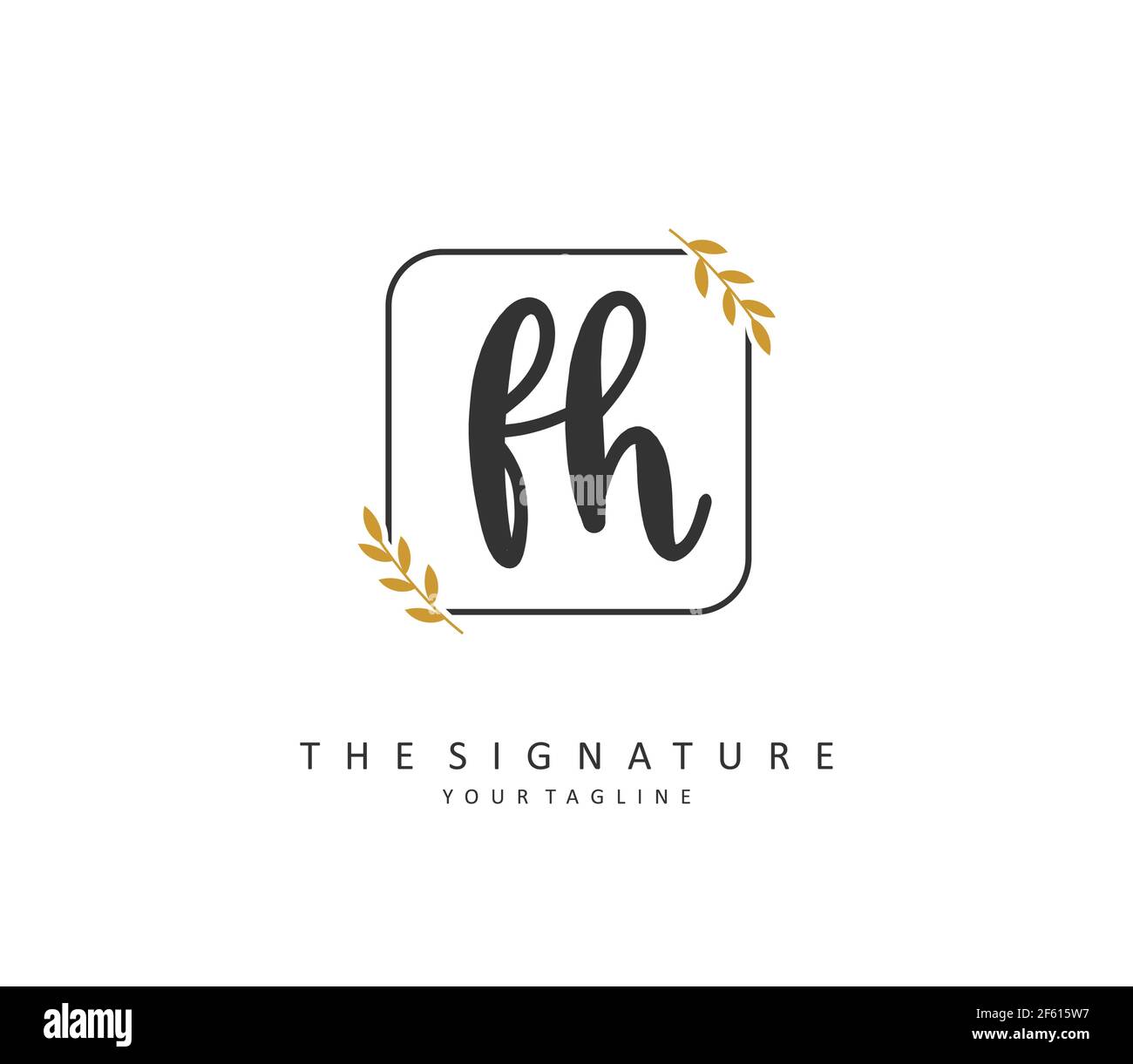 F H FH Initial letter handwriting and signature logo. A concept ...
