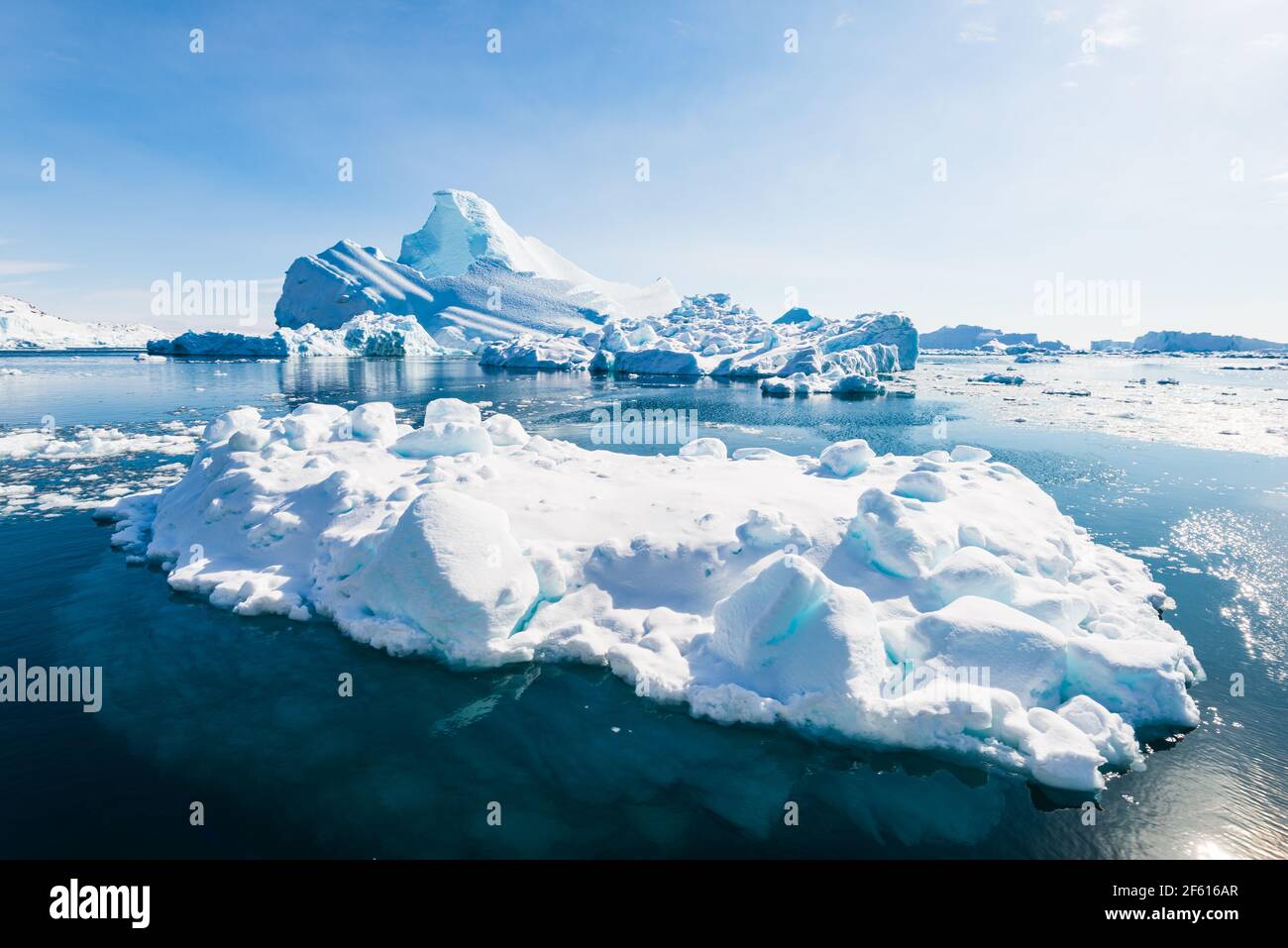 Icebergs at Ilulissat ice fjord, Greenland Stock Photo