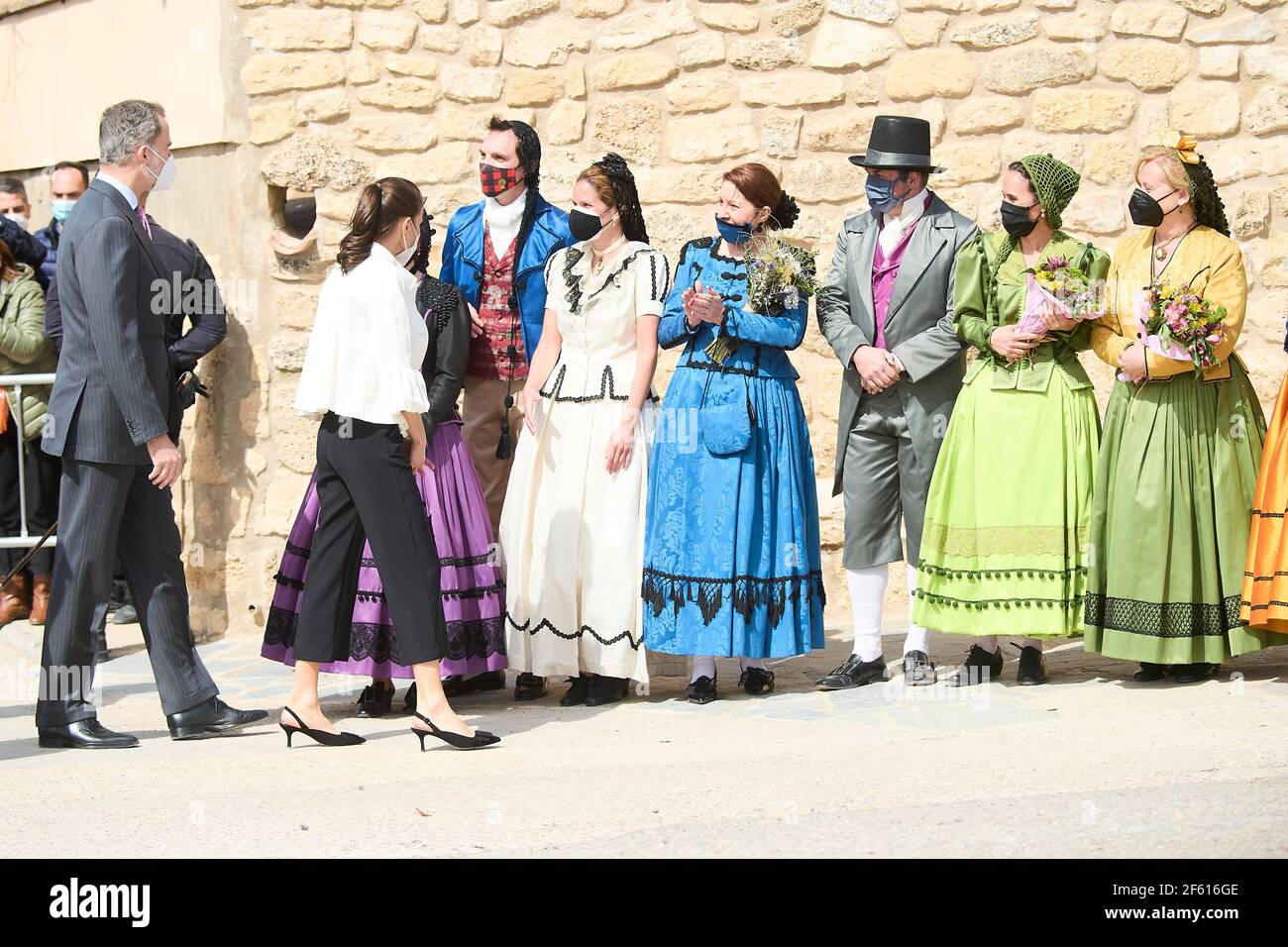 Fuendetodos, Aragon, Spain. 29th Mar, 2021. King Felipe VI of Spain, Queen Letizia of Spain visit Fuendetodos in the framework of the commemoration of the 275th anniversary of the birth of Francisco de Goya at Goya's birthplace on March 29, 2021 in Fuendetodos, Spain Credit: Jack Abuin/ZUMA Wire/Alamy Live News Stock Photo