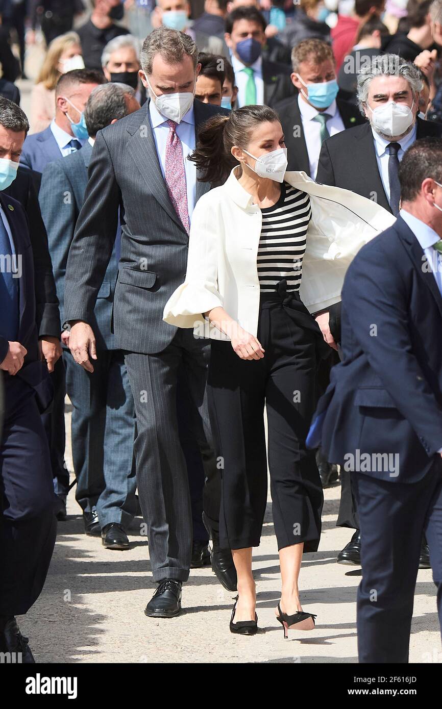 Fuendetodos, Aragon, Spain. 29th Mar, 2021. King Felipe VI of Spain, Queen Letizia of Spain visit Fuendetodos in the framework of the commemoration of the 275th anniversary of the birth of Francisco de Goya at Goya's birthplace on March 29, 2021 in Fuendetodos, Spain Credit: Jack Abuin/ZUMA Wire/Alamy Live News Stock Photo